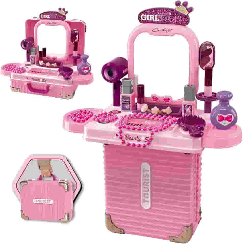 Bancada Penteadeira Infantil 3 em 1 Maleta 21 Peça Maxi Toys