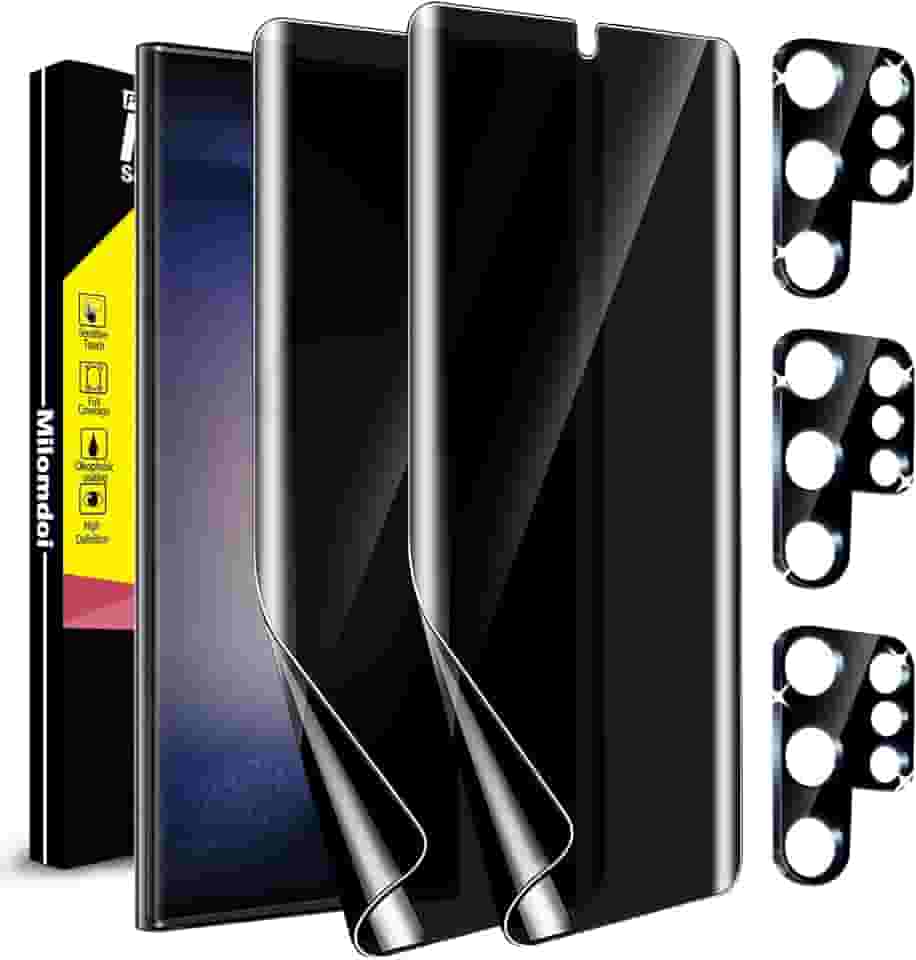 Milomdoi [Pacote com 2 + 3] Protetor de tela ultra privacidade para Samsung Galaxy S23 [Sem vidro] Acessórios 2 pacotes de tela de privacidade de filme para Samsung S23 Ultra 5G com 3 unidades de