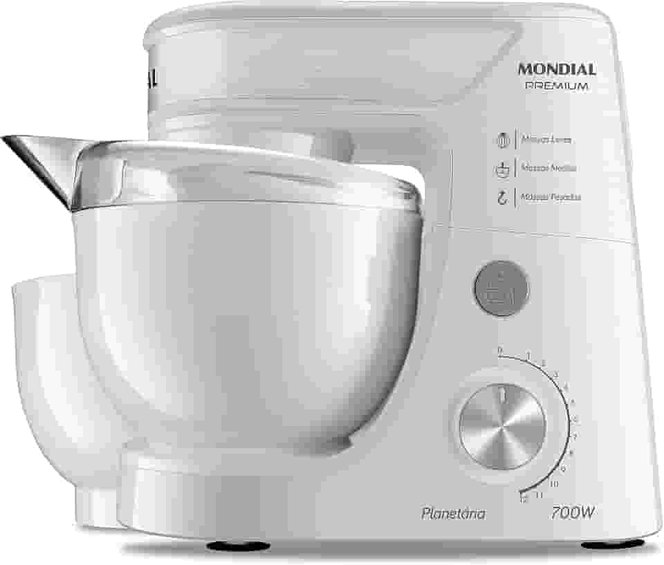 Batedeira Planetária, Mondial, Branco/Inox, 700W, 220V - BP-01P-W