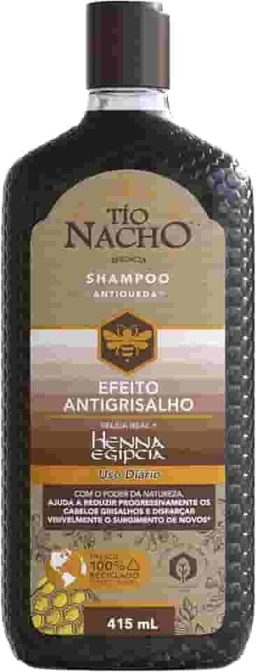 Tio Nacho Shampoo Antiqueda Hidratante Com Henna Egipcia E Geleia Real Para Cabelos Grisalhos, Fortalecimento E Nutrição Profunda Dos Fios 415 Ml 1-Pack