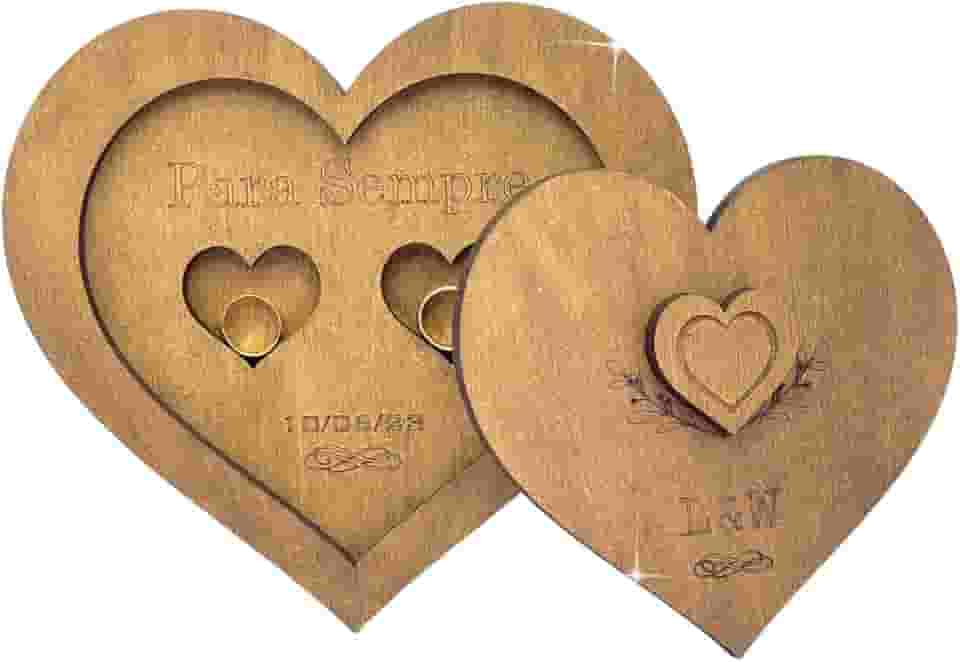 Porta Aliança Coração Caixinha Personalizado Casamento Noivado Namoro Mdf