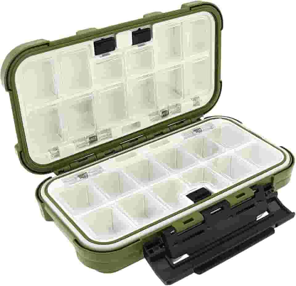 Organizador de caixa de equipamento de pesca à prova d'água, 24 compartimentos, caixas de isca de camada dupla, ganchos, estojo de armazenamento, acessórios de pesca, recipientes (verde)