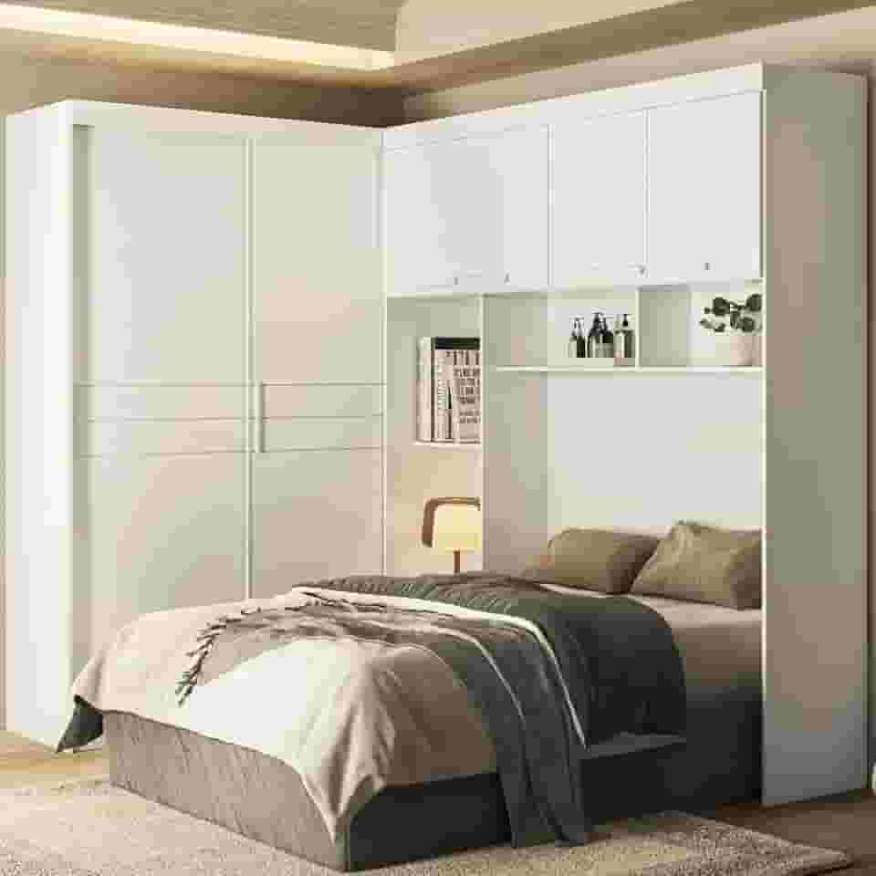 Guarda Roupa Modulado 4 Portas 2 Portas Deslizantes 5 Gavetas Florença Branco