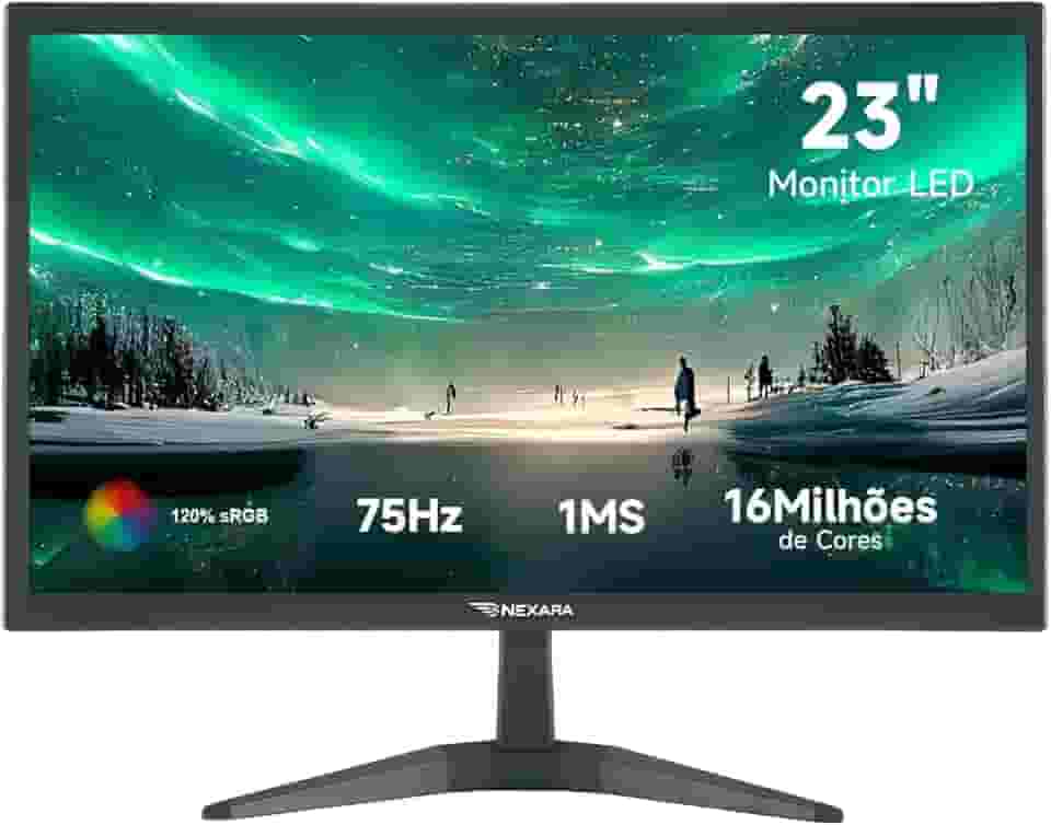 Monitor LED 23 Polegadas Full HD 75Hz - Tela de Computador com Imagens Nítidas e Cores Vibrantes, Tecnologia Anti-Cintilação, Design Compacto para Home Office, Jogos e Entretenimento