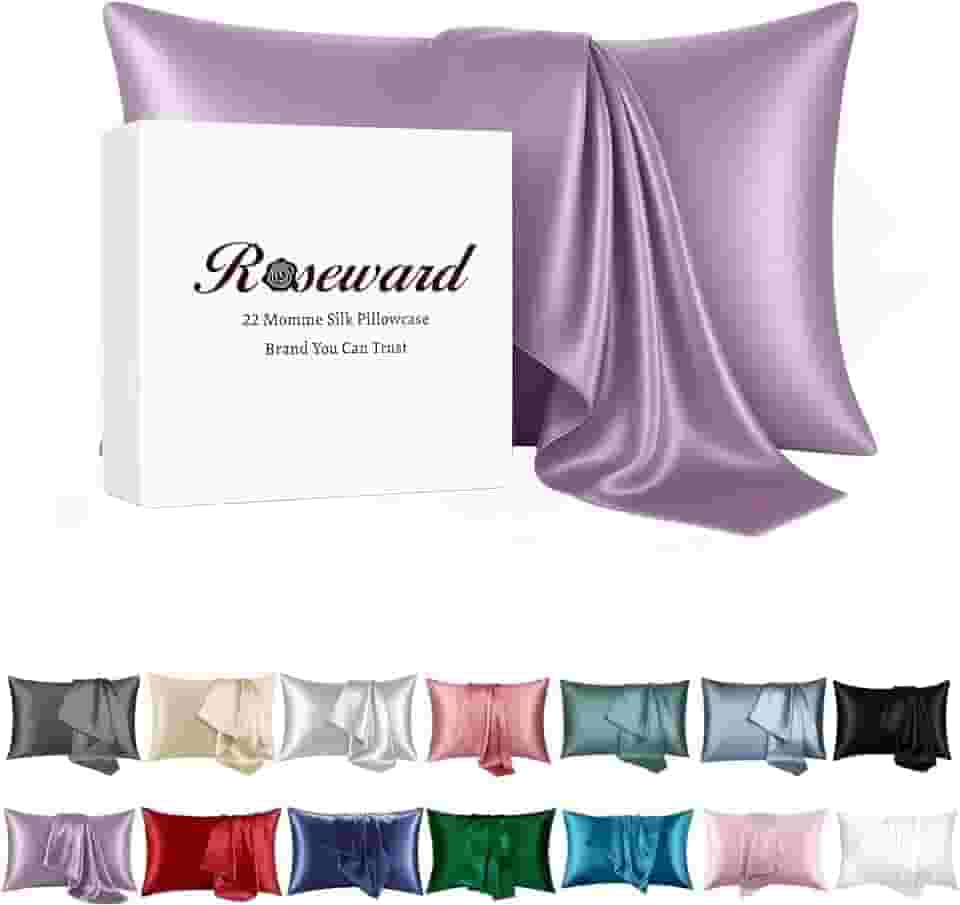 Fronha 100% seda amoreira para cabelo e pele feita nos EUA, Pure 22 Momme Silk, fronha para acne com zíper, seda pura, hipoalergênica, refrescante, antirrugas, 1 peça 51 x 66 cm (padrão, roxo)