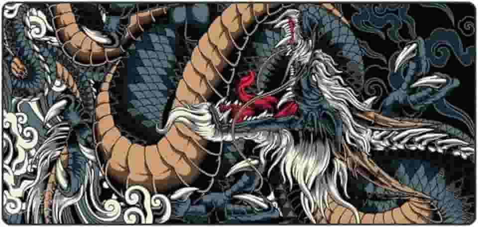 Mouse Pad Gamer Dragão Azul Extra Grande 700x350x3mm - Ideal para Jogos, Escritório, Home Office.FPS, MOBA, Estratégia.