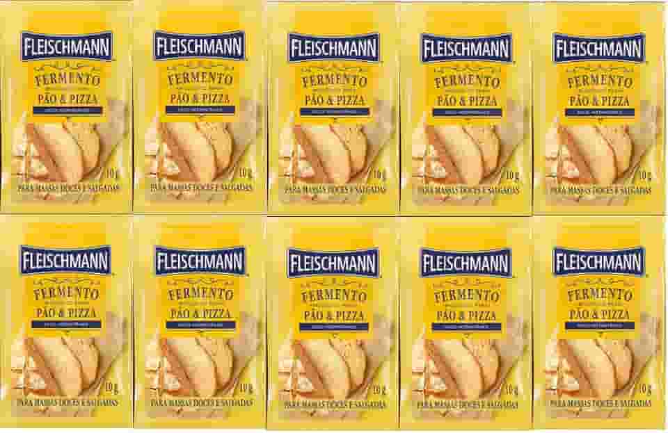 Kit 10 Fermento Biológico Pão e Pizza Seco Fleischmann 10g