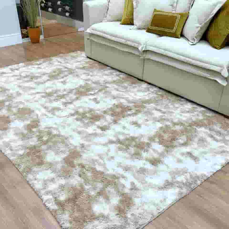 Tapete Peludo 3,00x2,00 Novo Para Sala Quarto Cozinha Felpudo (Bege Mesclado, 300x200)