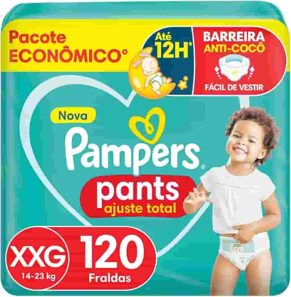 Fralda Pampers Pants Ajuste Total Tamanho XXG, Fácil de Vestir, 120 Unidades
