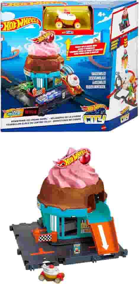 Hot Wheels City Pista de Brinquedo Sorveteria para crianças a partir de 3 anos