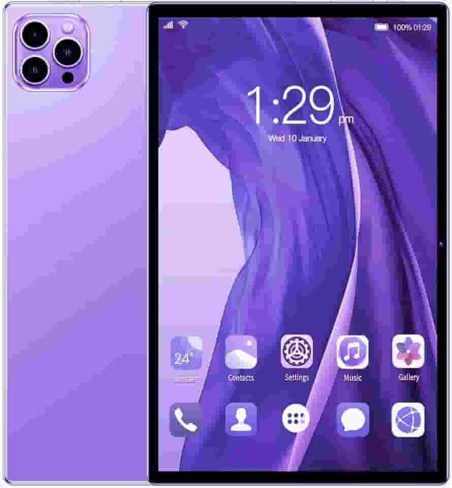 Tablet V62 10.1" FHD Android 12, MTK6797, Câmera 24MP, Bateria 8000mAh – Modelos com 6GB, 8GB, 12GB RAM e até 512GB – Sem Marca – Com Tela Full HD (Lilas, 6+128)