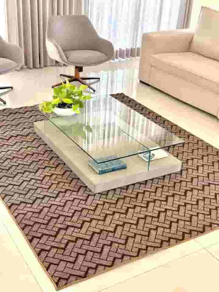 Tapete Carpete para Sala Fácil de Limpar (Zig Zag Marrom, 2,00x3,00)