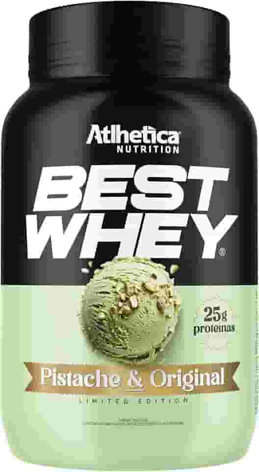Best Whey Atlhetica Nutrition 900g – Sabor Pistache – 25g de Proteína por Dose – Whey Concentrado, Isolado e Hidrolisado – Sem Glúten e Sem Açúcar Adicionado