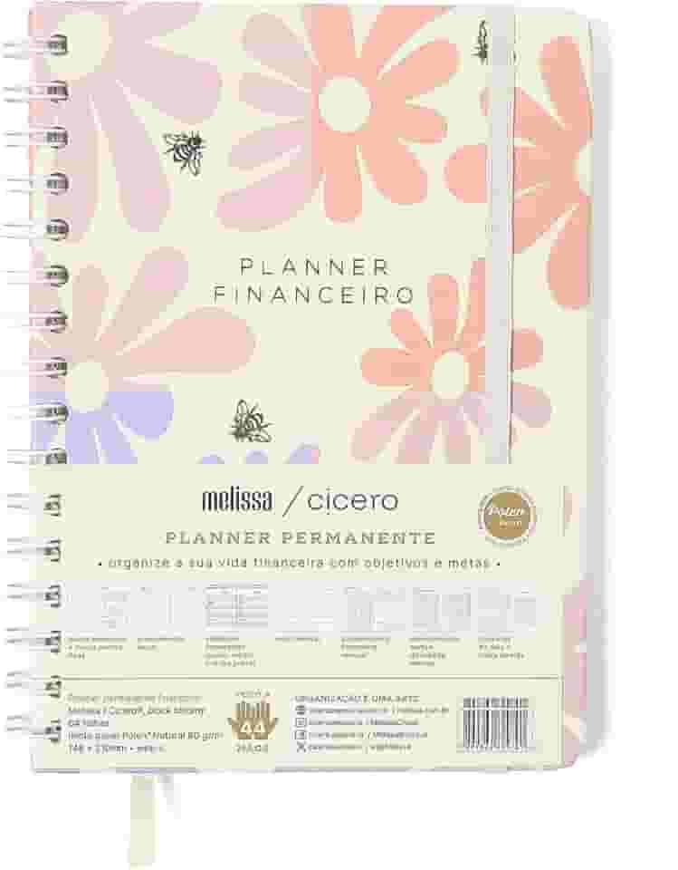 PLANNER PERMANENTE WIRE-O MELISSA FINANCEIRO A5 BLOCK BLOOMY