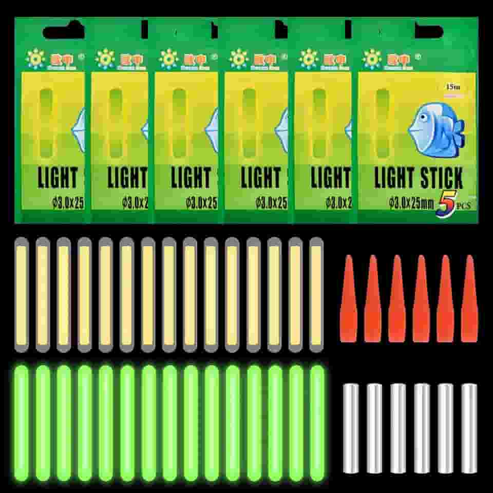 30 bastões luminosos de 4,5 x 37 mm para pesca noturna, alta luminosidade para carpa/peixe predador