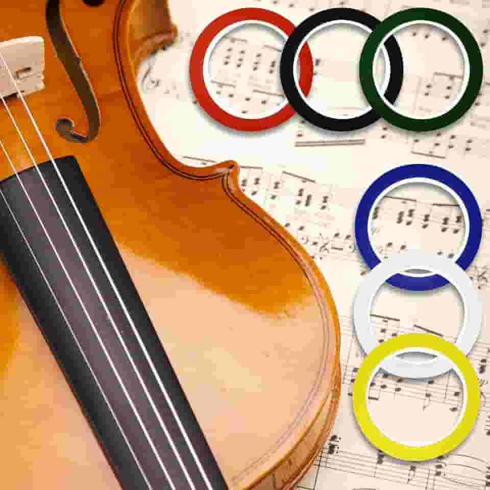 6 peças de fita de dedo de violino, fita de violoncelo adesivos de escala de violino, 66 mm fita para braço de dedo para iniciantes guia de instrumentos orquestrais, acessórios de violino (6 cores)