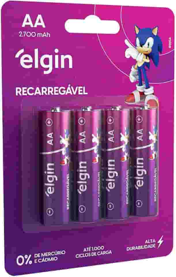 Pilha recarregável AA 2700Mah Elgin Com 4 unidades Comum