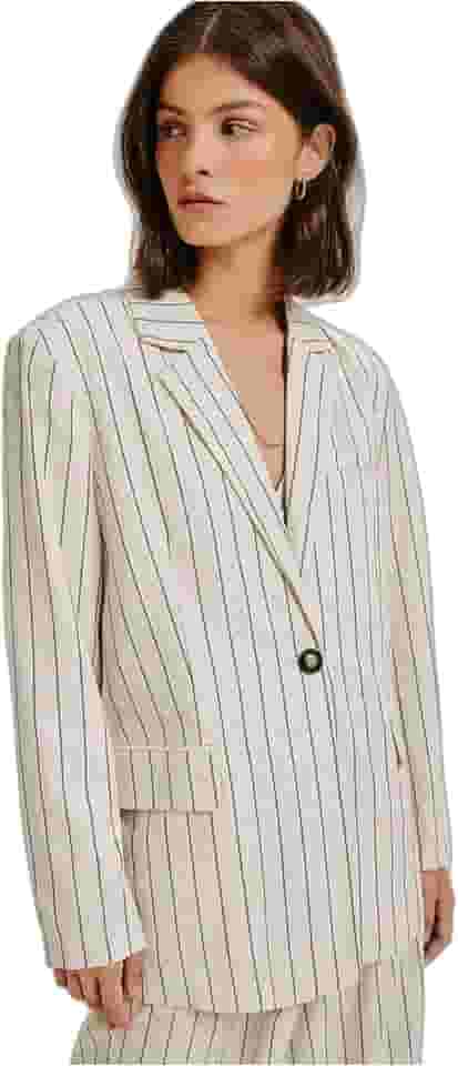 Blazer Feminino Fio Tinto Em Tecido Rústico