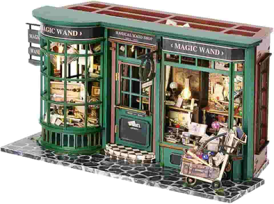 Kit Montagem Casa Miniatura - Modelo Loja Varinhas com Móveis e Acessórios Inclusos, Indicado para Meninos e Meninas a Partir de 14 Anos