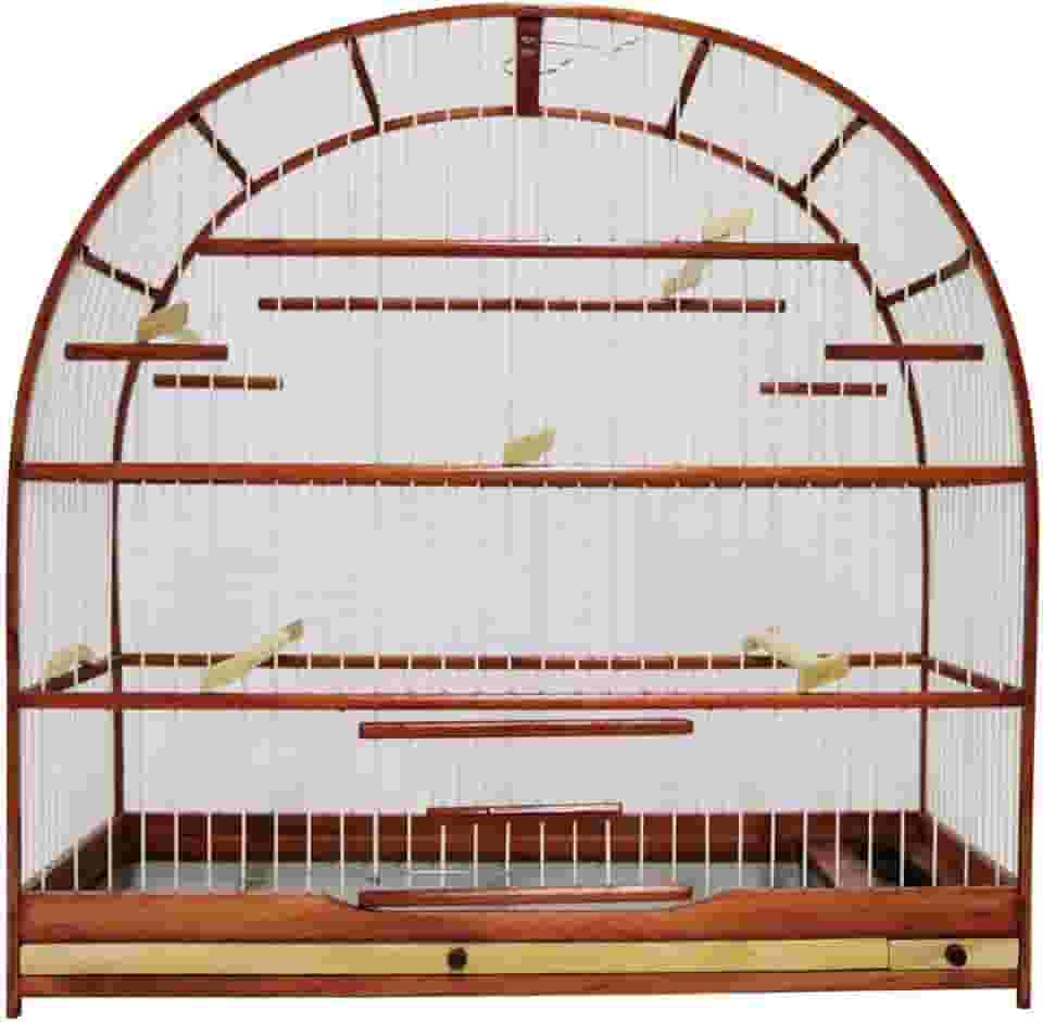 Gaiola Passarinho Em Madeira - Pássaro Curió Mogno