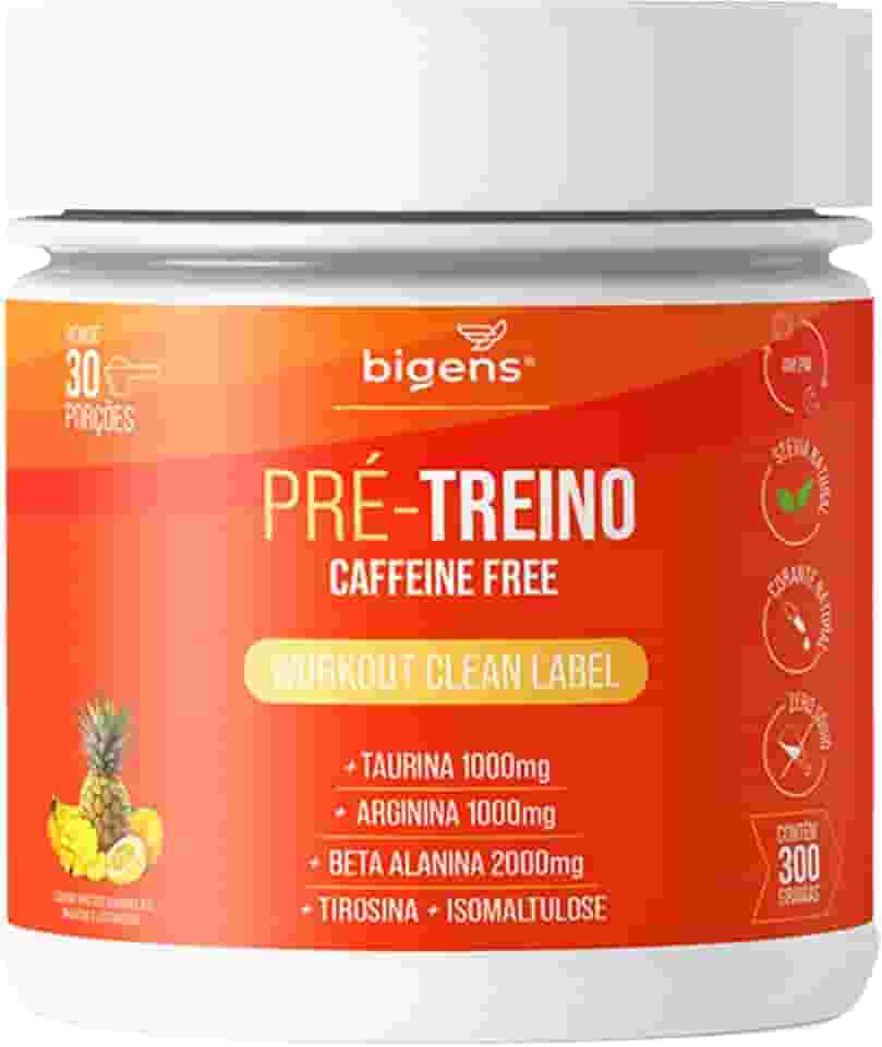 Pré Treino Bigens, Sem Cafeína, Adoçantes e Corantes Naturais, 300g (Unidade, Frutas Amarelas)