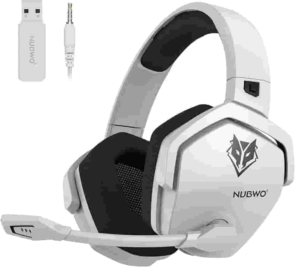 NUBWO Fone de ouvido para jogos sem fio com microfone para PC Ps5 Ps4, zero interferência, bateria de 100 horas para jogar o dia todo, sincronização de 23 ms para jogadores Fortnite e Call of Duty/FPS