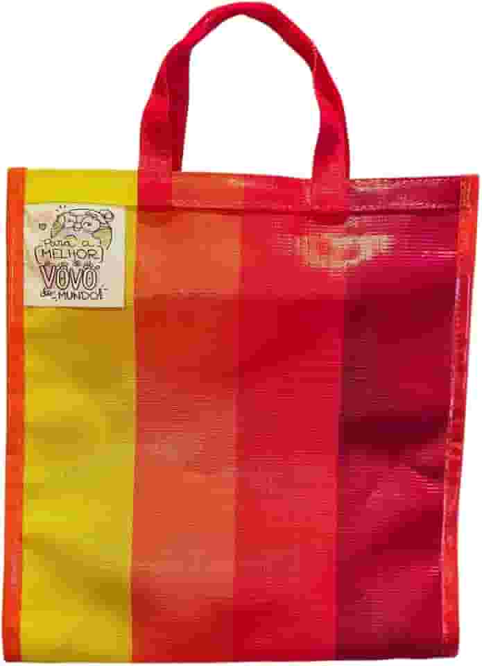Sacola Bolsa Nylon Reutilizável 37x37x16cm | Suporta 25kg | Colorida, Sustentável e Personalizada com Frases | Presente | Praia | Feira | Mercado | Passeio | Vovó | Mãe | Amiga | Professora