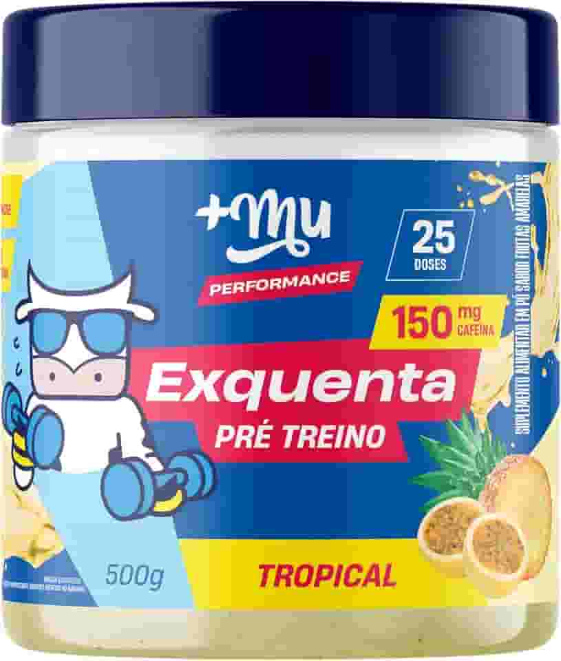 Pré treino, +Mu, Exquenta, Sabor Tropical, Com Cafeína, Palatinose e Taurina - 500g
