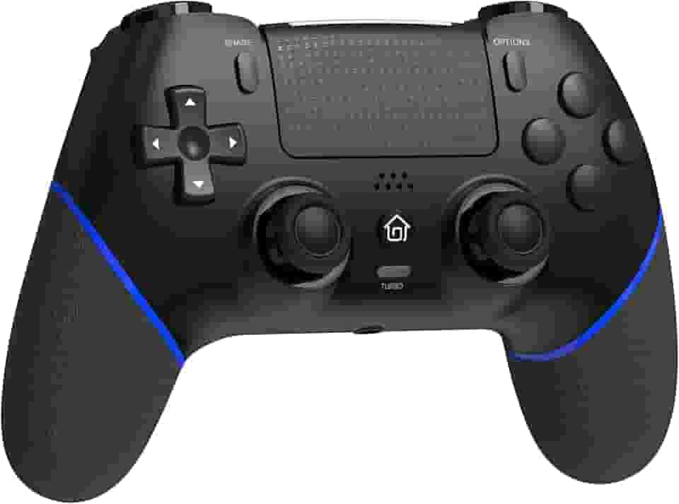 Wireless Controller with Hall Joystick for PS4,Pro,Slim - Wireless Controller with Built-in Speakers/Precise Joysticks/Turbo/Advanced Buttons Programming, and 1000mAh Rechargeable Battery (Black Blue)