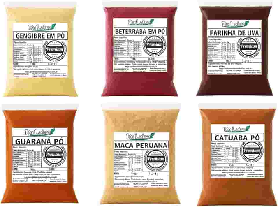 Kit Gengibre-Guaraná-Catuaba-Maca Peruana-Beterraba-Farinha de Uva (100grs de Cada)