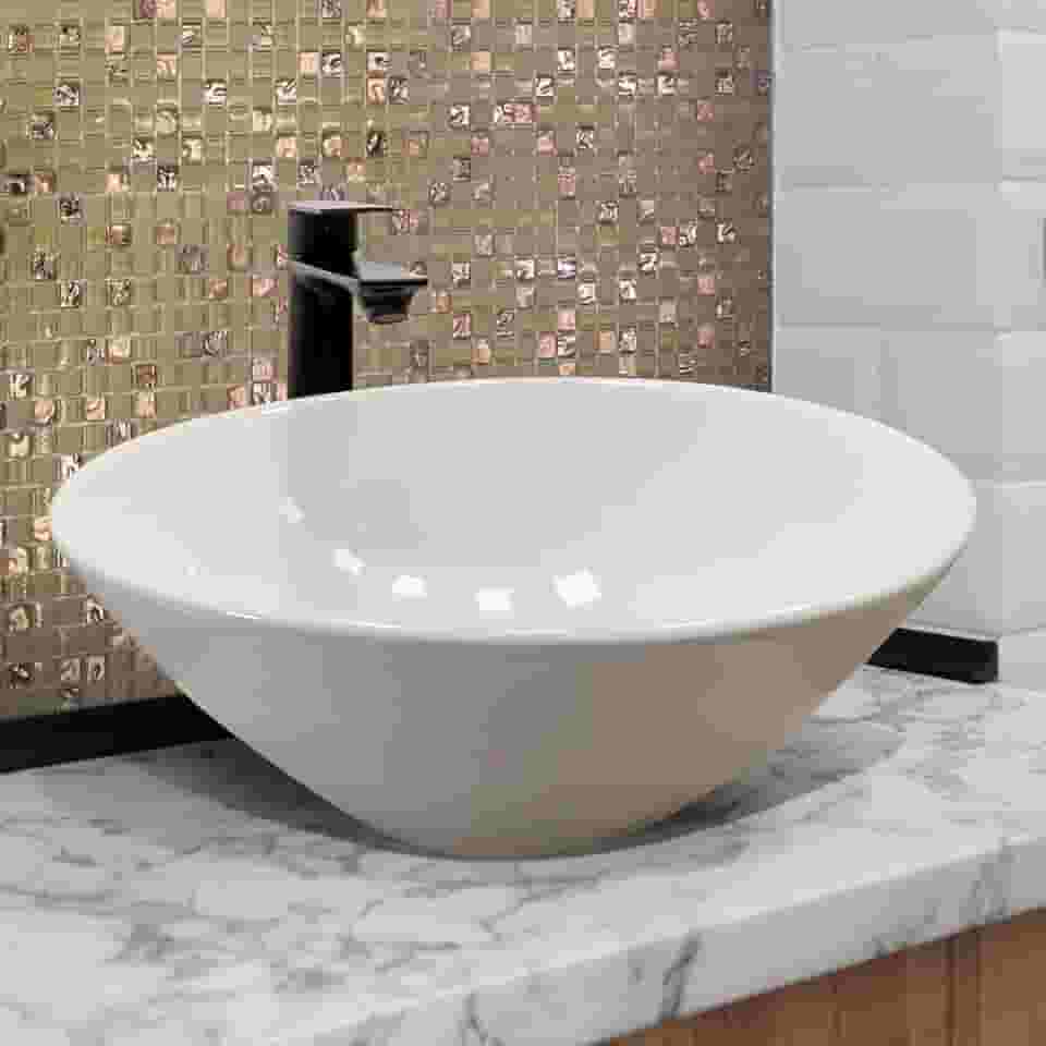 Cuba Lavabo Floripa de Apoio Sobrepor Redonda Branca 35 Pq. Def Ceramica - La Bella Griffe