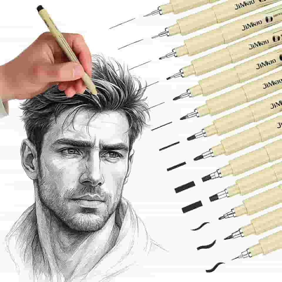 Kit 12 Canetas Canetinhas Profissional Nanquim para Mangá Desenho Técnico Artístico Lettering Brush Sakura Caligrafia Kit Precisão Projetos Caligrafia Qualidade Linha Super Premium Std