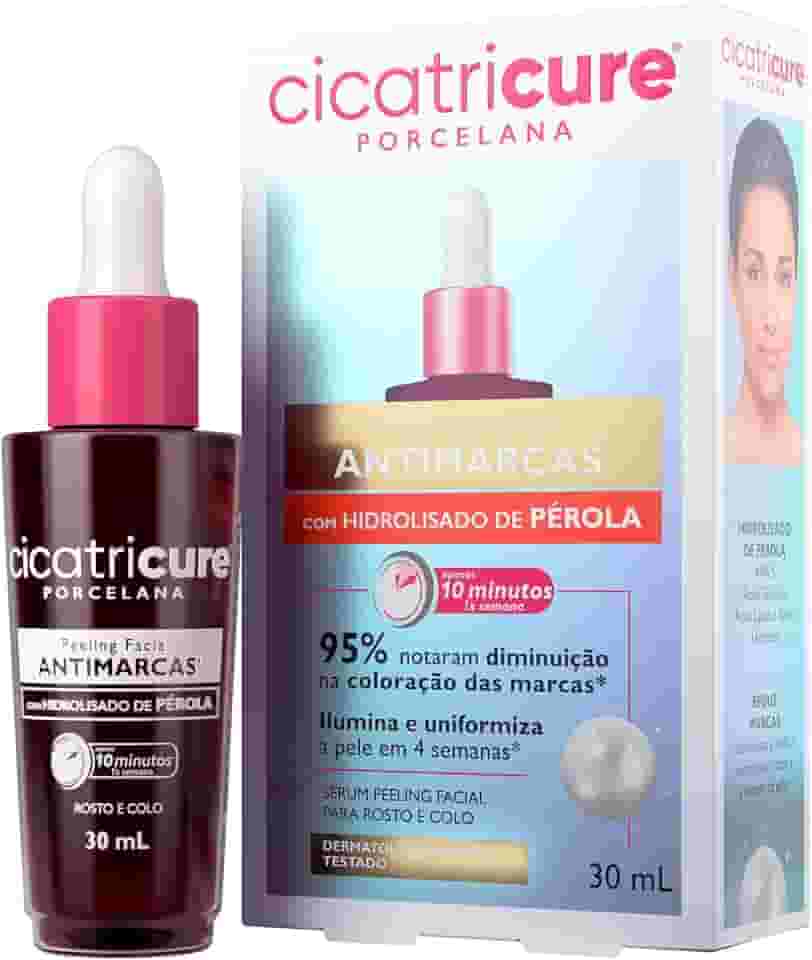 Cicatricure Porcelana Peeling Facial Antimarcas Clareador Serum para Rostro e Colo - Ilumina e Uniformiza a Pele, 95% Notaram Diminuição das Marcas em 4 Semanas - 30 ml