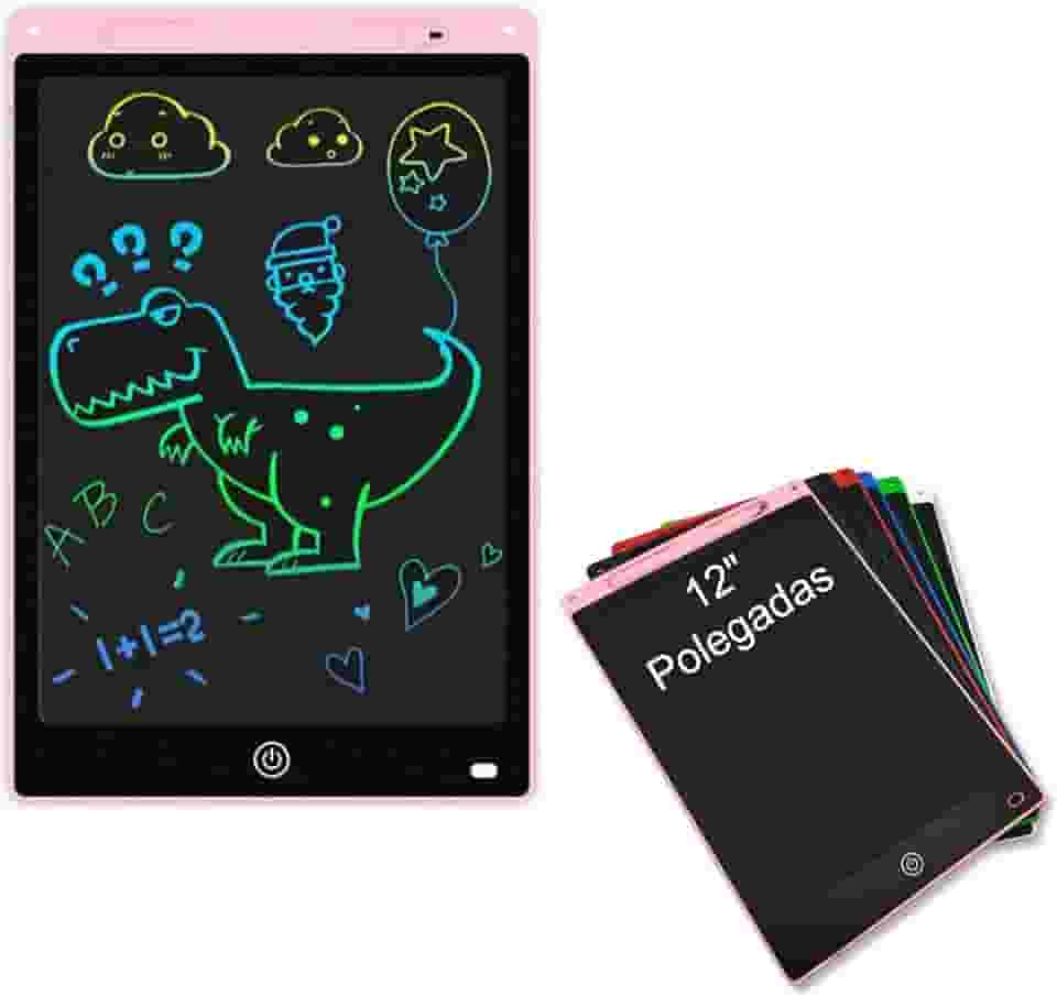Lousa Mágica Digital Infantil 12" Polegadas Multicolorido Tablet Infantil Lcd Para Escrever e Desenhar (Rosa)