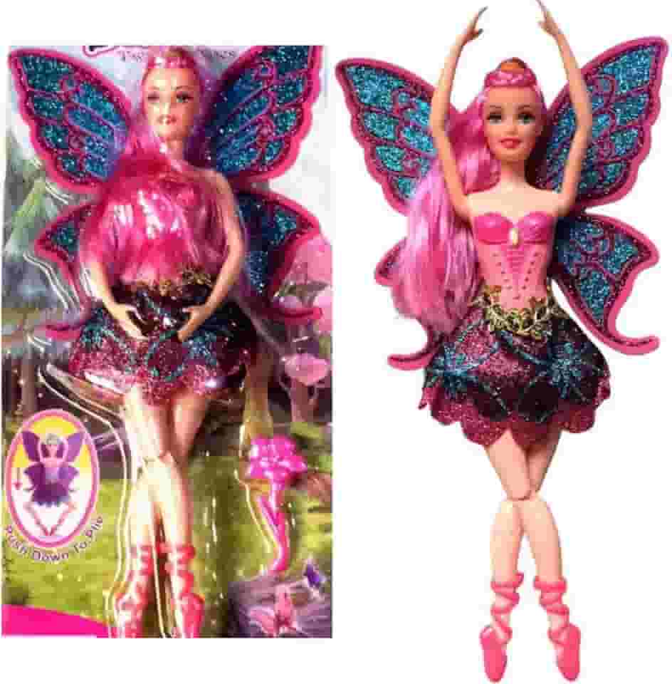 Boneca Silicone Fada Bailarina Pernas Arituculada Com Papel de presente