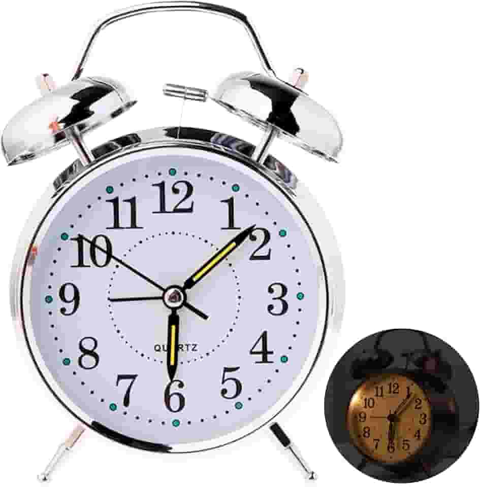 Relógio de Mesa Despertador Antigo Vintage Clássico Com Luz Led Noturna Em Metal Analógico