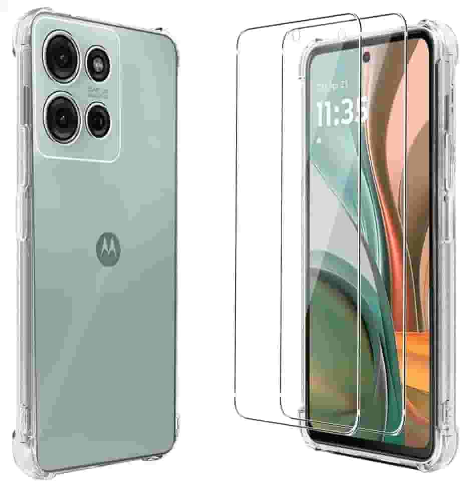 [GL CASES] Capa G15 Capinha Moto G15 Case Slim Clear Anti Impacto Reforçada Silicone Transparente Flexível Anti Choque Proteção De Câmera + Pelicula Motorola Moto G15 Vidro 3D Cobertura Total Tela