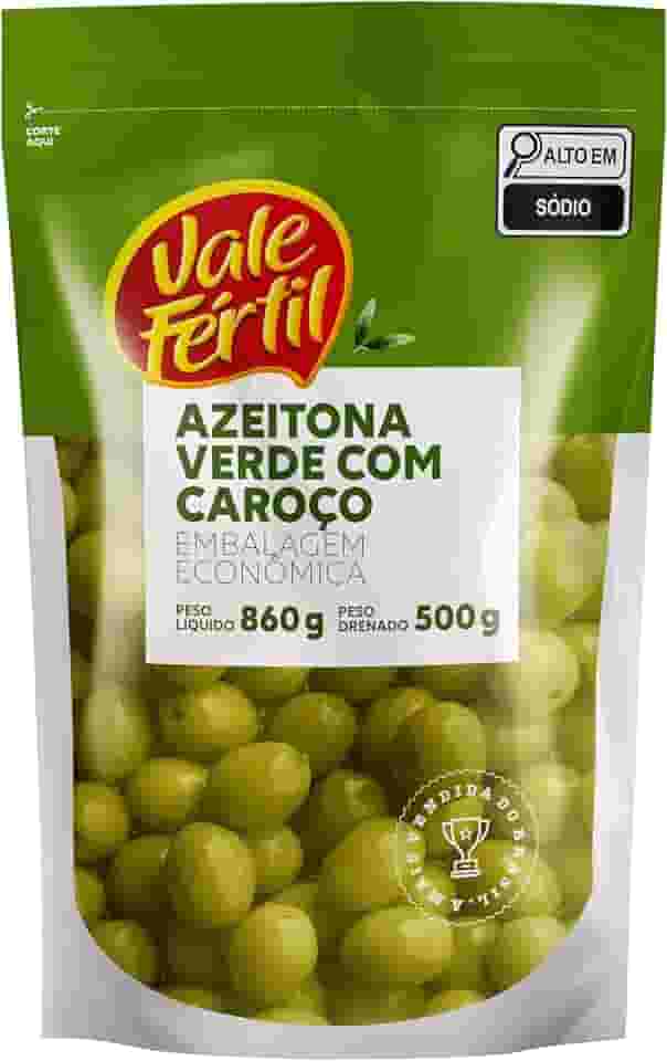 Vale Fértil Azeitona Verde Em Conserva Com Caroço Sachê 500G