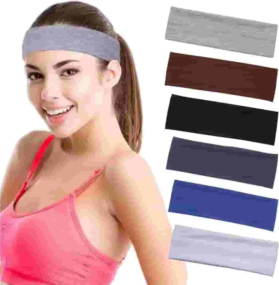 Faixas de cabelo femininas, 6 peças elásticas antiderrapantes de tecido de algodão macio para exercícios diários, esportes, treino, ioga e corrida
