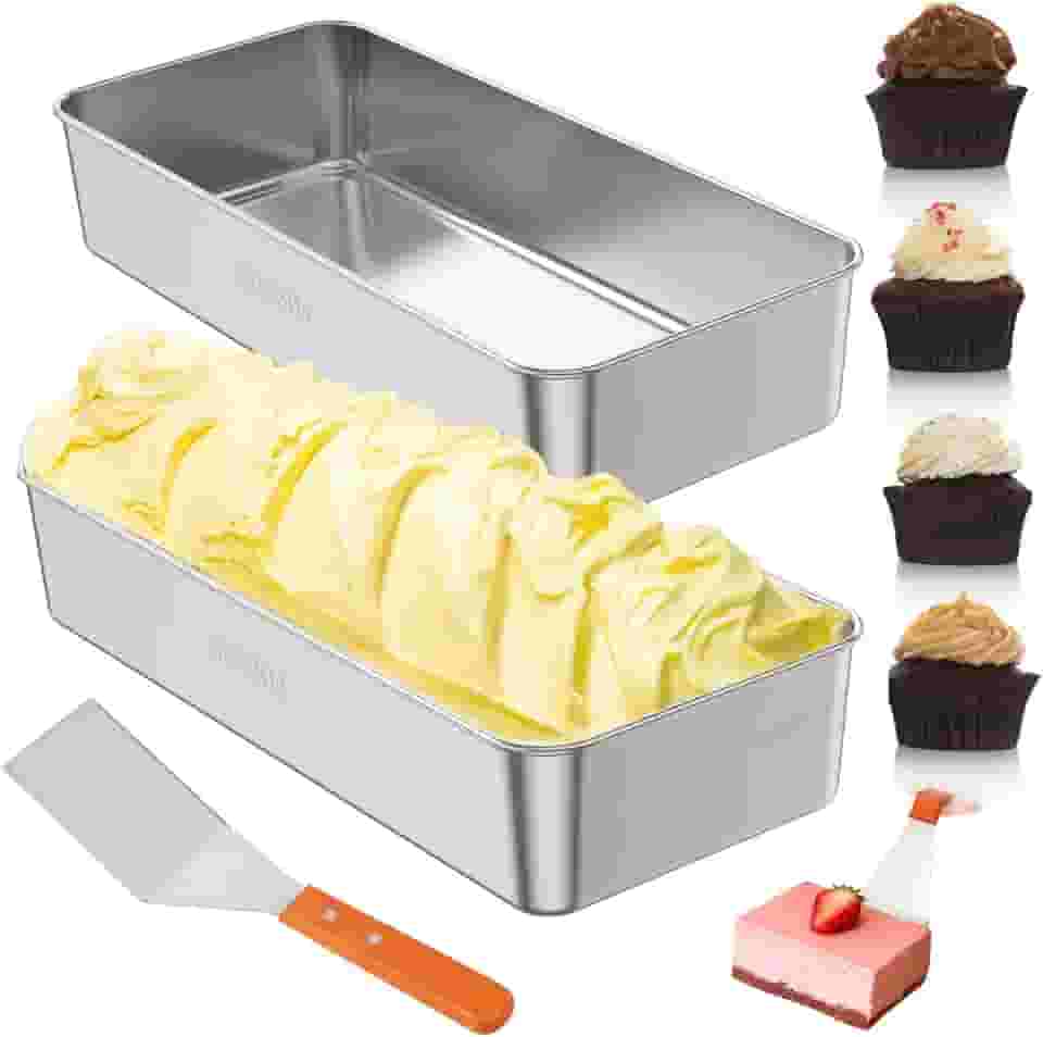 Forma de pão de 3 peças, formas retangulares antiaderentes de aço inoxidável, estrutura de longa duração, altura aumentada, fácil de limpar para pão, bolo de carne, lasanha, bolo, 32 × 14 x