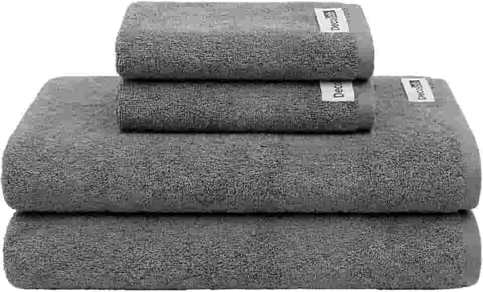 Decolab Jogo de Toalhas Air Light 100% Algodão (Cinza-claro e Cinza-escuro, 4 Peças)
