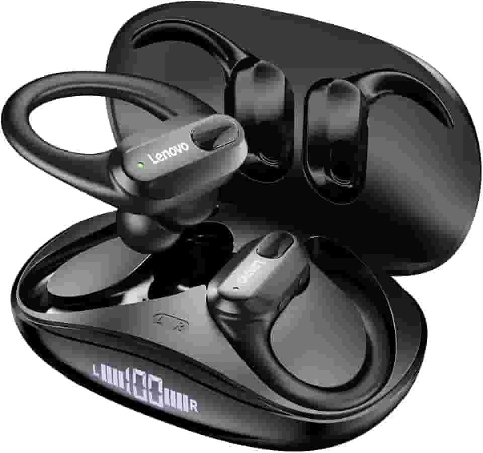 Lenovo Fone de Ouvido Sem Fio Original XT80 Esportes Fones de Ouvido Sem Fio HiFi Bluetooth 5.3 Fones de Ouvido Jogo Baixo com Mic Fone Bluetooth Redução de Ruído Earhooks XT80 preto