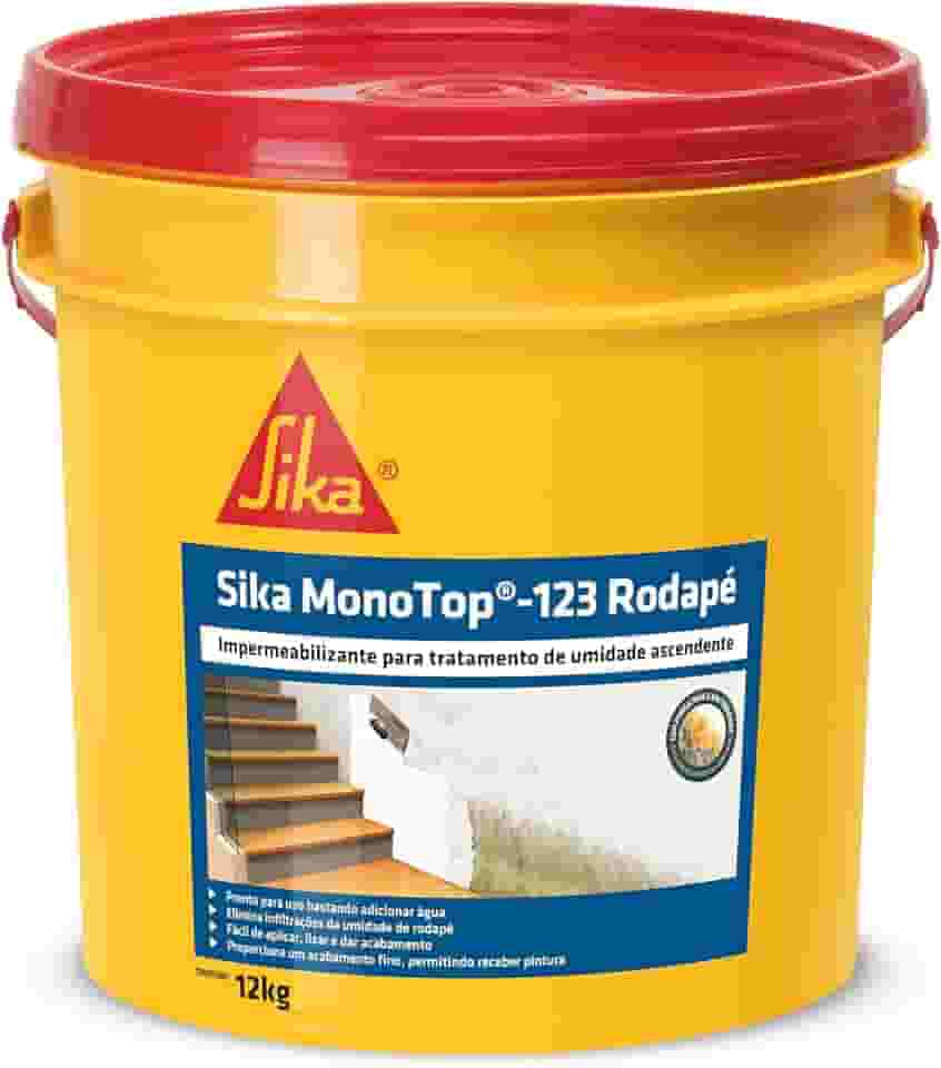 Sika - Massa corrida - Sika Monotop-123 Rodapé branco - Tratamento e eliminação de umidade - Para rodapés - Inodora - Balde 12kg