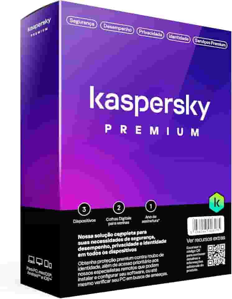 Kaspersky Antivírus Premium 3 Dispositivos 1 ano 2025