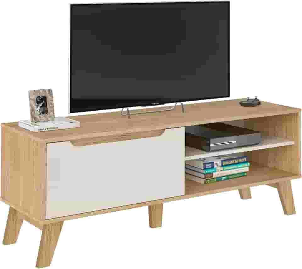Rack para Tv ate 60' com porta basculante LOTUS cor Carvalho com Off White - Artely
