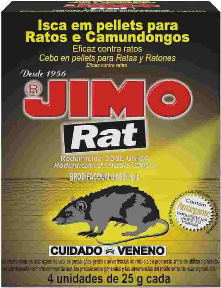 JIMO Rat Raticida Granulado Eficaz Contra Ratos e Camundongos Elimina a Ninhada Totalmente Seguro Estojo com 4 unidades 25g cada