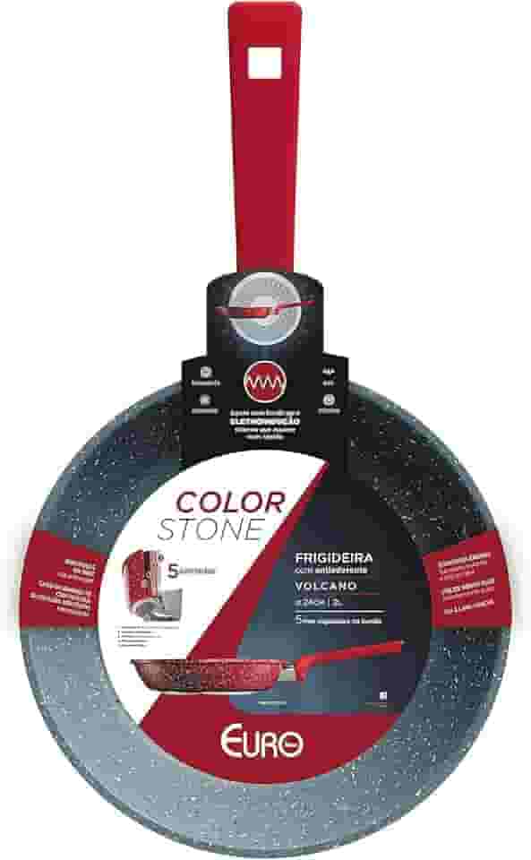 Euro Home - Frigideira 24 cm 2 l de Alumínio com Antiaderente Color Stone Volcano - ALU8303-VO