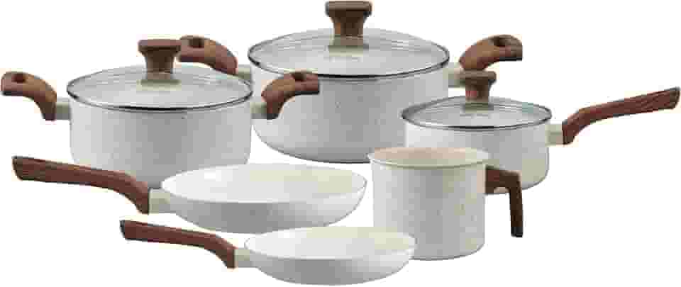 Mimo Style, Conjunto de 6 Panelas Pratic Cook Marmol Compatível com Fogão por Indução