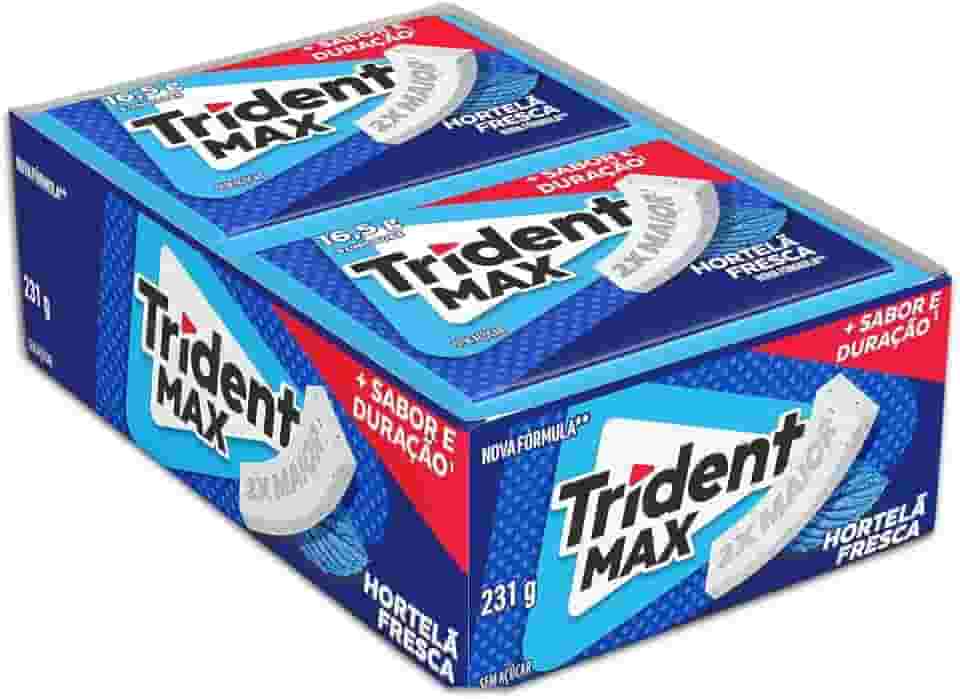Chiclete Trident Max Hortelã Fresca Sem Açúcar - Caixa com 14 unid. de 16,5g