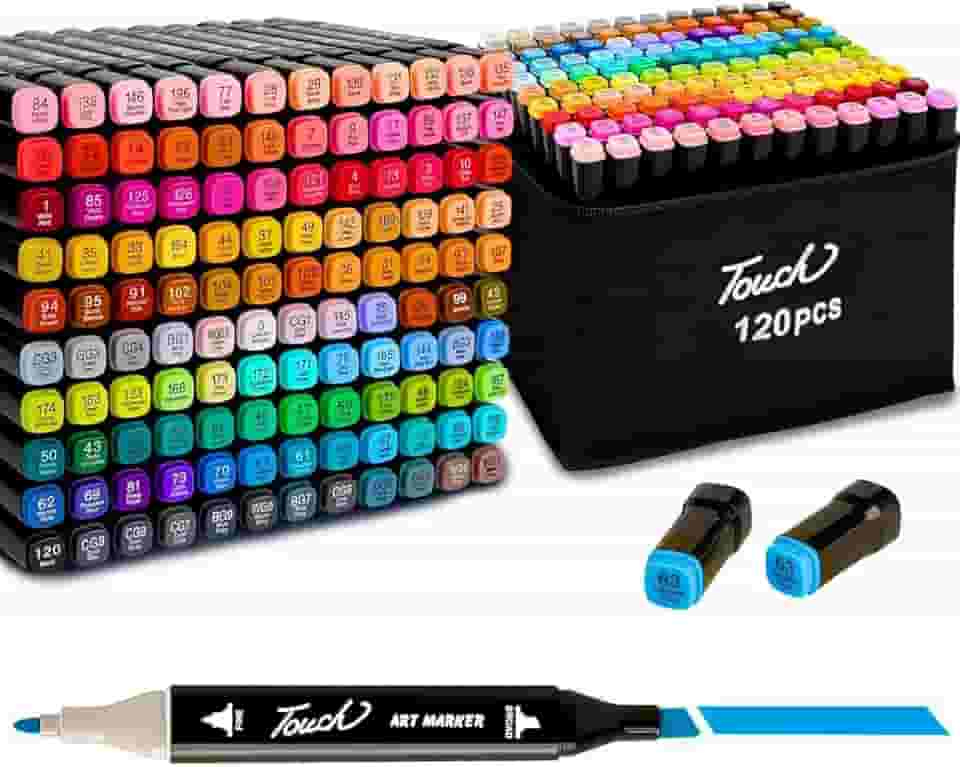 Canetas para Pintar Bobbie Goods, Caneta Marcador 120 Cores, para Livro de Colorir - Canetinhas Ponta Dupla, Secagem Rápida, Não Tóxicas - Para Presente Criativo Antiestresse (120)